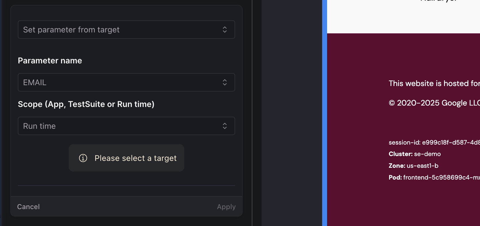 Set Parameter from Target